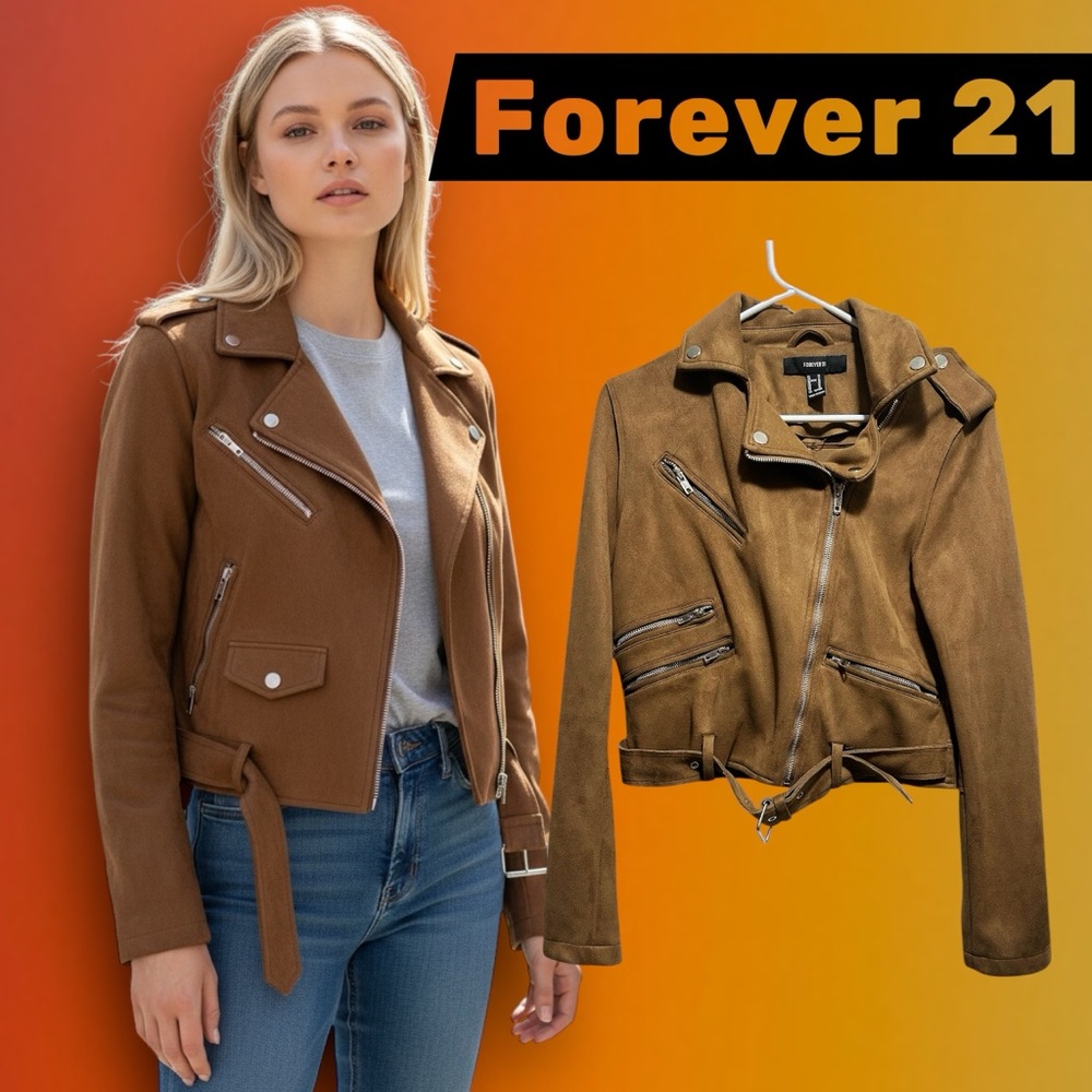 Forever 21 Women's Tan Leather Jacket - Picture 1 of 8